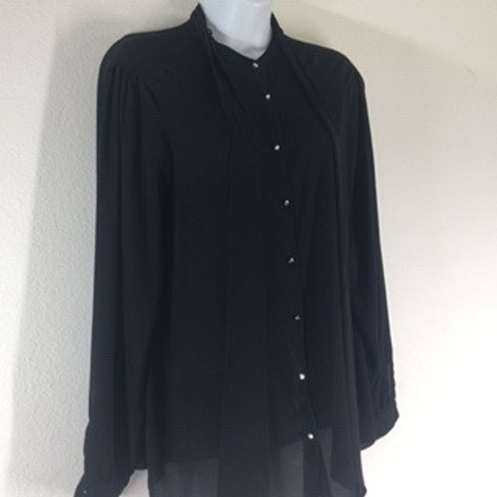 Zara Basic Black Gold Button Down Long Sleeve Top - image 3
